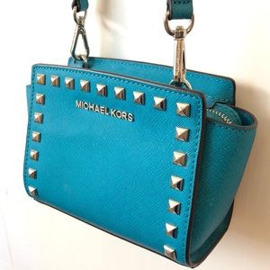 Crossbody Designer Stud Crosshatch Leather Purse